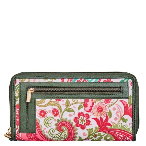 Hand Crafted Paisley Print Nylon Fabric Women Wristlet Wallets & Card Holder - Picture 7 of 8